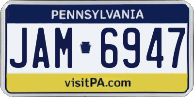 PA license plate JAM6947