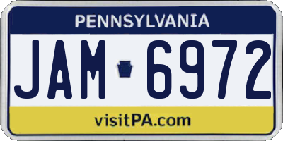PA license plate JAM6972