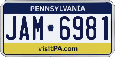 PA license plate JAM6981