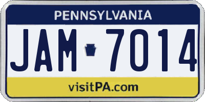 PA license plate JAM7014
