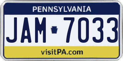 PA license plate JAM7033