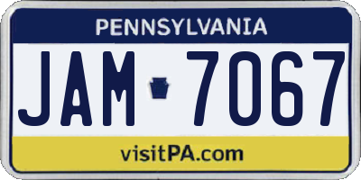 PA license plate JAM7067