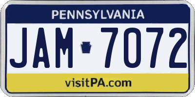 PA license plate JAM7072