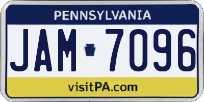 PA license plate JAM7096