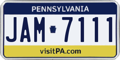 PA license plate JAM7111
