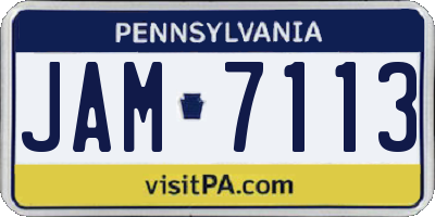 PA license plate JAM7113