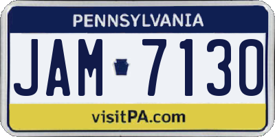 PA license plate JAM7130