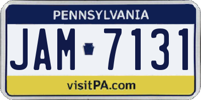 PA license plate JAM7131