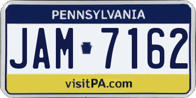 PA license plate JAM7162