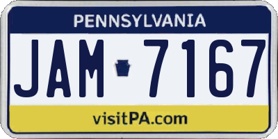 PA license plate JAM7167
