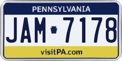PA license plate JAM7178