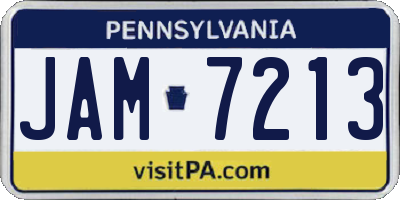 PA license plate JAM7213