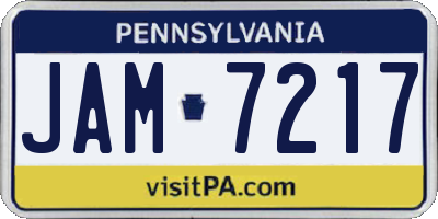 PA license plate JAM7217