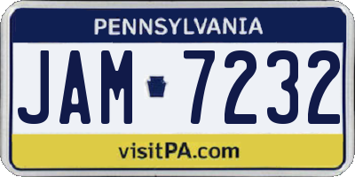 PA license plate JAM7232