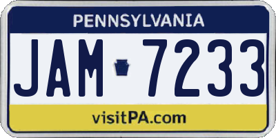 PA license plate JAM7233