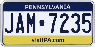 PA license plate JAM7235