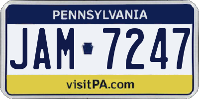 PA license plate JAM7247