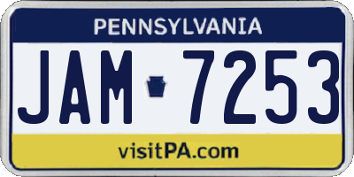 PA license plate JAM7253