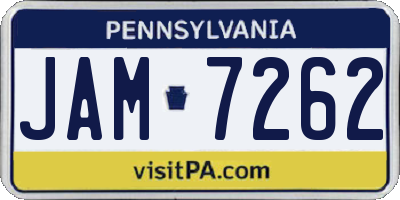 PA license plate JAM7262