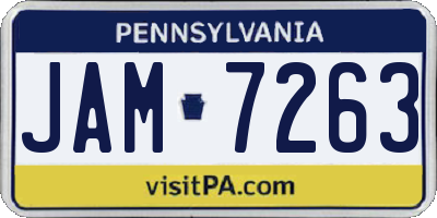 PA license plate JAM7263