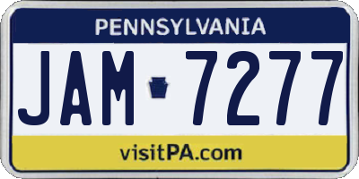 PA license plate JAM7277
