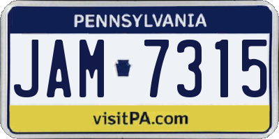 PA license plate JAM7315