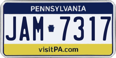 PA license plate JAM7317