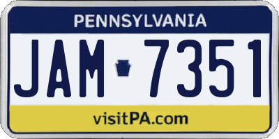 PA license plate JAM7351