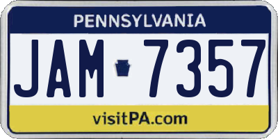 PA license plate JAM7357