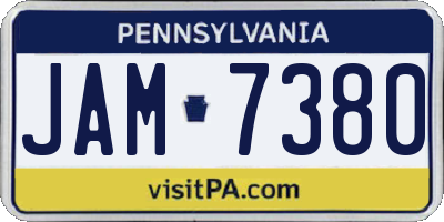 PA license plate JAM7380