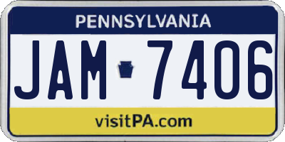 PA license plate JAM7406