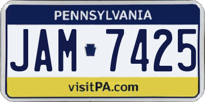 PA license plate JAM7425