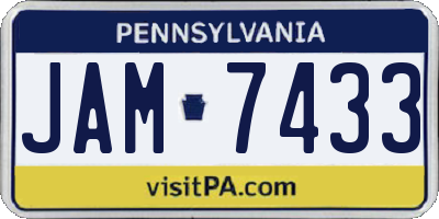 PA license plate JAM7433