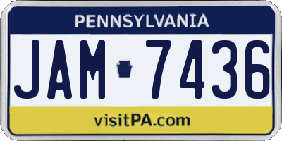 PA license plate JAM7436