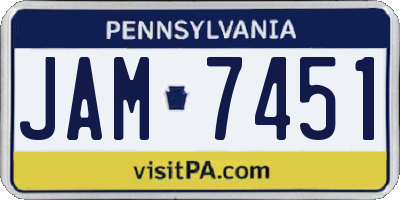 PA license plate JAM7451