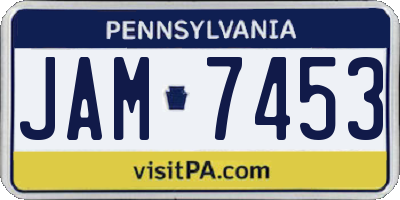 PA license plate JAM7453