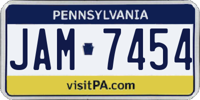 PA license plate JAM7454