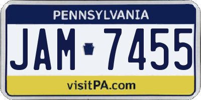 PA license plate JAM7455