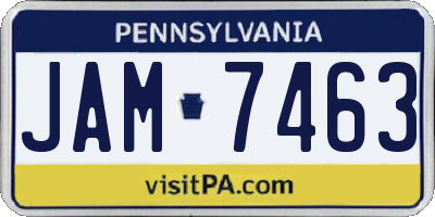 PA license plate JAM7463