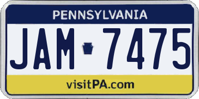 PA license plate JAM7475
