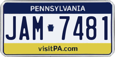 PA license plate JAM7481