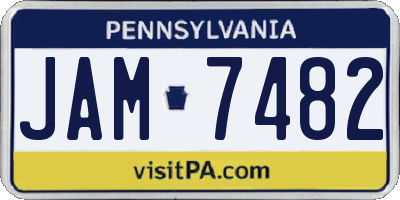 PA license plate JAM7482