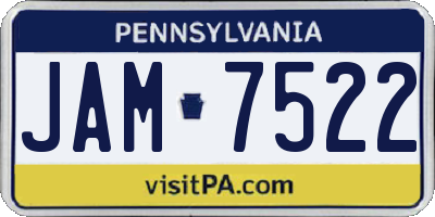 PA license plate JAM7522