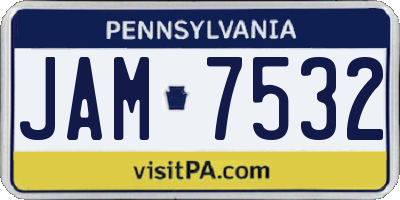 PA license plate JAM7532