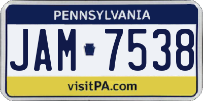 PA license plate JAM7538