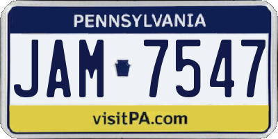 PA license plate JAM7547