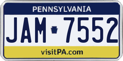 PA license plate JAM7552
