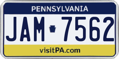 PA license plate JAM7562