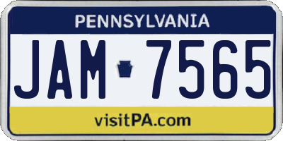 PA license plate JAM7565