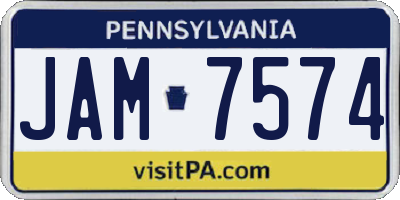 PA license plate JAM7574